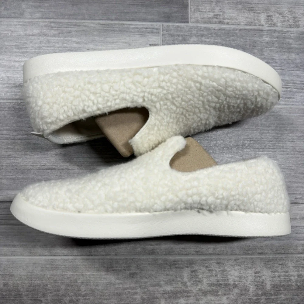 New Allbirds Men's 7 Wool Lounger Fluff Natural White Cream Shoes Sherpa Slipper